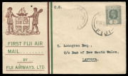 FIJI - Postal History: EARLY FLIGHT COVERS: 14 July 1930 Lautoka - Suva (2, one signed by the pilot); 14 July 1930 Lautoka - Nausori; 17 March Suva - Lautoka; 21 March 1933 Levuka - Suva & 13 April 1933 Suva - Buca Bay. All are Fiji Airways or Fiji Air L - 4