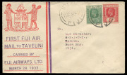 FIJI - Postal History: EARLY FLIGHT COVERS: 14 July 1930 Lautoka - Suva (2, one signed by the pilot); 14 July 1930 Lautoka - Nausori; 17 March Suva - Lautoka; 21 March 1933 Levuka - Suva & 13 April 1933 Suva - Buca Bay. All are Fiji Airways or Fiji Air L - 6