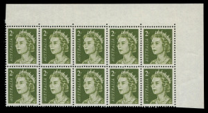 AUSTRALIA: Decimal Issues: 1966-73 (SG.383) QEII 2c olive-green upper-right corner block of 10 (5x2) with "Complete strong offset", unmounted, BW:437c - Cat $1000+. 