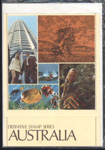 Australia: Decimal Issues: 1970 Definitives issue stamp pack containing 23 values from 1c  to $4 Navigators, placed on sale September 7th 1970, sealed as issued, unusually with the stamps more or less in their original position on the stockcard insert, B