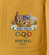 1976 Montreal: Official Olympic Team blazer; made by Fletcher Jones, in yellow wool with the Australian Coat of Arms and the Olympic rings embroidered on the pocket with "MONTREAL 1976" below. Dated 24.5.76 on the manufacturers' label and named for D. HIL - 2