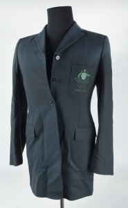 2000 OLYMPICS AUSTRALIAN WOMENS BLAZER deep green, with embroidered Australian Coat-of-Arms, Olympic Rings & "SYDNEY 2000" on pocket. In "as new" condition. The blazer was designed to be worn to all official functions.