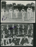 1921 AUSTRALIAN TEAM, page with 16 signatures and details of their home towns: Ted McDonald, Sydney Smith (manager), Bill Ferguson (scorer), Tommy Andrews, Edgar Mayne, Jack Ryder, Stork Hendry, Hanson Carter, Roland Pope (1 Test 1885), Arthur Mailey, Cha - 2