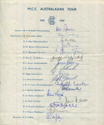 ENGLAND 1962 - 66: An autograph page collected at the 3rd Test v Pakistan (at Headingley) 1962 with 11 signatures including Dexter, Cowdrey, Parfitt and Titmus; a 1962-63 Official Team Sheet to NZ with 15 signatures including Dexter, Cowdrey, Barrington & - 3