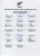 NEW ZEALAND: Official Team sheets for 1999-2000 1st ODI v Australia at Wellington; 2000 NZ "A" Tour to Holland & England; 2000 Tour to South Africa (ODIs); 2000 Tour to South Africa (Tests); and the 2001 Tour to Pakistan (Test Series); with a total of 88 - 3