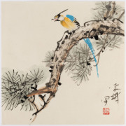 Three Chinese watercolours and four assorted Chinese and Japanese prints, all unframed, ​the watercolour sheet size 33 x 33cm - 7