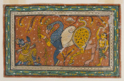 Six Indian paintings on parchment and paper, 19th and 20th century, housed in card mounts, the largest 55 x 38cm - 6