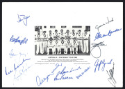 AUSTRALIA: 1980-97 collection of Team sheets, etc; all fully signed, comprising 1980 Centenary Tour publicity photograph fully signed in the large margins (Greg Chappell, Capt.), 1982 New Zealand Tour (Greg Chappell, Capt.), 1992 World Cup (Allan Border,