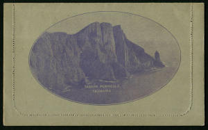 Australia: Postal Stationery: Letter Cards: 1914-18 (BW:LC18/130) 1d KGV Sideface perf.12½, Die 1 in red-violet on Grey Surfaced card with Off-White/Cream Interior, "Tasman Peninsula, Tasmania", unused, Cat $175.
