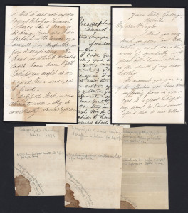 TAYLOR, Alfred Swaine, MD FRS (1806-1880), An 8 page a.I.s from a practitioner in Geelong to Dr A.Taylor who appears to have been experimenting with paraffin or kerosene in solution. Also enclosed are 3 small papers that he has experimented on with pencil