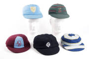 WESTERN AUSTRALIA CRICKET CAPS: Collection with Fremantle (signed Brad Hogg), Claremont/Cottesloe (signed Mark Lavender), South Perth (signed S.Cary), Swan View & Nollamara. Fair/VG condition.