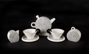 MEMPHIS porcelain seven piece bachelor tea set, 20th century, stamped "Memphis by Dasch, Japan", 20cm high - 2