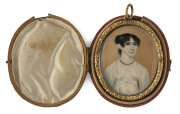 A Regency miniature portrait of a lady, painted on ivory in fine pinchbeck mount, circa 1820, 7cm high overall - 2