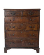 A George III six drawer chest, walnut with cock beaded drawers, late 18th century, ​128cm high, 104cm wide, 51cm deep - 2