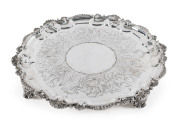 English sterling silver serving tray by Daniel and Charles Houle of London, circa 1853, 41cm across, 1750 grams - 3