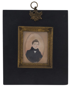 An antique portrait miniature, inscribed verso "Ob! are!!!, 1833 Aged 18", 17.5 x 15.5cm overall