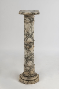 An antique turned marble pedestal, 19th century, 106cm high