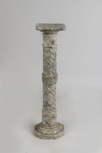 An antique pedestal, carved and barley twist column, 19th century, 100cm high