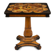 North Italian centre table inlaid with timber specimen inlaid top, circa 1835, 75cm high, 71cm wide, 55cm deep