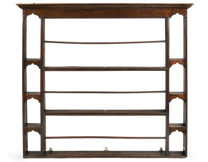 An 18th century, Welsh dresser plate rack, oak and pine, circa 1760, 127cm high, 144cm wide, 19cm