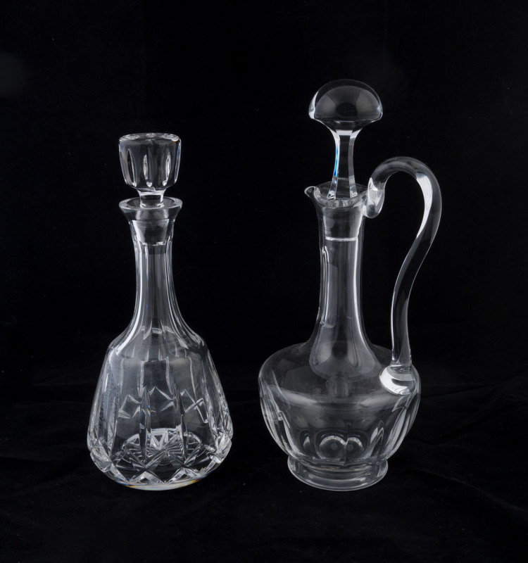 BACCARAT French crystal wine decanter together with an English crystal decanter, 20th century, 33cm and 29cm high