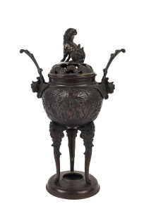 A Chinese bronze censer, Qing Dynasty, 19th century, 36cm high