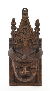 A Gothic offertory carved oak wall mounted box, 18th century, ​26cm high