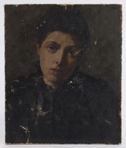 ARTIST UNKNOWN (19th century), portrait of a woman, oil on canvas laid down on card, ​24 x 20cm