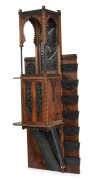 CARLO BUGATTI wall cabinet with letter racks, walnut inlaid with pewter, bone and copper, c1888 - 1890, 147cm high, 55cm wide, 27cm deep. - 2