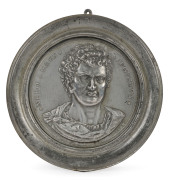 Grand Tour Roman Emperor plaques cast in pewter depicting NERO, TIBERIUS and GIAUS (CALIGULA), circa 1830, (3 items), 13cm diameter overall - 3