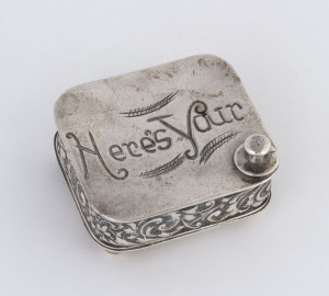 English silver plated stud box with assorted studs, 19th century, ​6cm wide