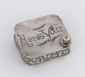 English silver plated stud box with assorted studs, 19th century, 6cm wide