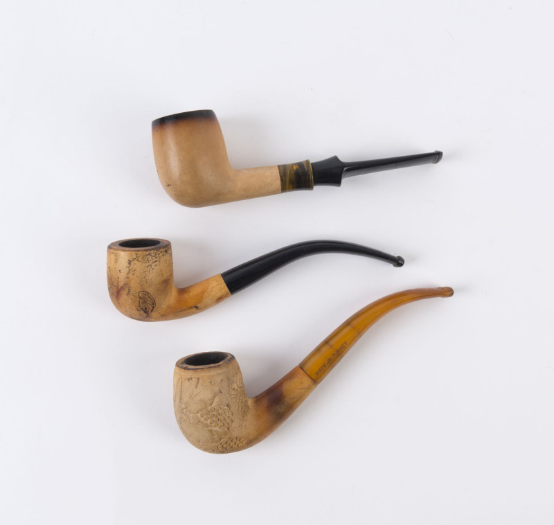 Three assorted meerschaum pipes, late 19th and early 20th century, ​the largest 15cm long