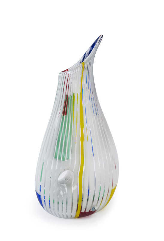 ARTE VETRARIA MURANESE (A.V.E.M.) "Canne" Murano glass carafe by ANZOLO FUGA, circa 1950s, original circular foil label "AVEM, Murano, Made In Italy", 47cm high