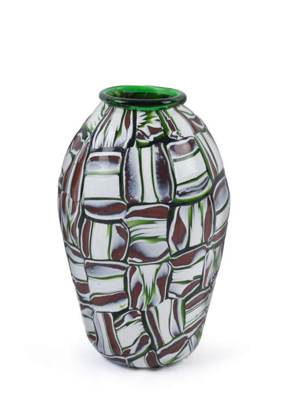 Murano glass patchwork vase, circa 1980, ​18.5cm high