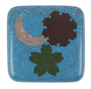 Japanese cloisonne tray with cockerel, hen and chick worked in silver wire by WATANABE SEITEI for NAMIKAWA SOSUKE, Meiji period, late 19th century, red signature mark to front. For a similar example see "The Splendors Of Imperial Japan, Arts Of The Meiji - 2