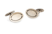 GEORG JENSEN Danish sterling silver oval cufflinks, mid 20th century, stamped "Georg Jensen, Sterling, Denmark, 925",