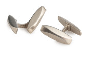 GEORG JENSEN Danish sterling silver chevron shaped cufflinks, mid 20th century, stamped "Georg Jensen, Sterling, Denmark, 925, GJ Ltd.",