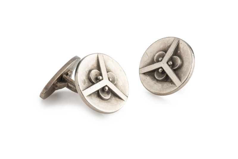 GEORG JENSEN Danish sterling silver circular cufflinks, mid 20th century, stamped "Georg Jensen, Sterling, Denmark",