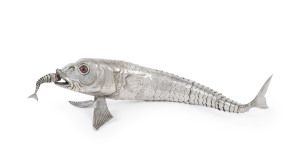 An impressive Spanish silver plated articulated fish statue, late 19th century, ​45cm long