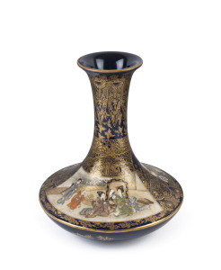 Kinkozan, Japanese Satsuma pottery vase finely decorated with Geisha scene, Meiji period, 19th century, four character seal mark to base, 15cm high