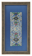 A Persian miniature floral painting on ivory in original inlaid frame, 20th century, ​23 x 12.5cm overall