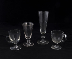 Four assorted English antique glasses, 19th century, the largest 17.5cm high