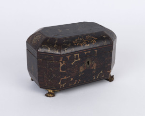 A Japanese lacquered tea caddy, early to mid 19th century, ​12.5cm high, 19cm wide, 13cm deep