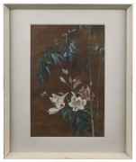 ARTIST UNKNOWN (Chinese school), lilies, butterflies and bamboo, painting on silk, signed lower right, ​40 x 26cm - 2