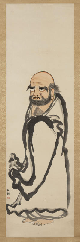 A Chinese scroll, portrait of a scholar, 228 x 54cm overall