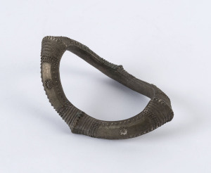 Slave ankle bracelet, ornate worked metal most likely coin silver, West African origin, 19th century, 13cm wide, 375 grams