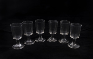 Set of six English glasses, 19th century, 10cm high