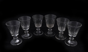 Set of six antique English glasses with faceted sides, 18th/19th century, 10.5cm high