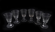 Set of six antique English glasses with faceted sides, 18th/19th century, ​10.5cm high